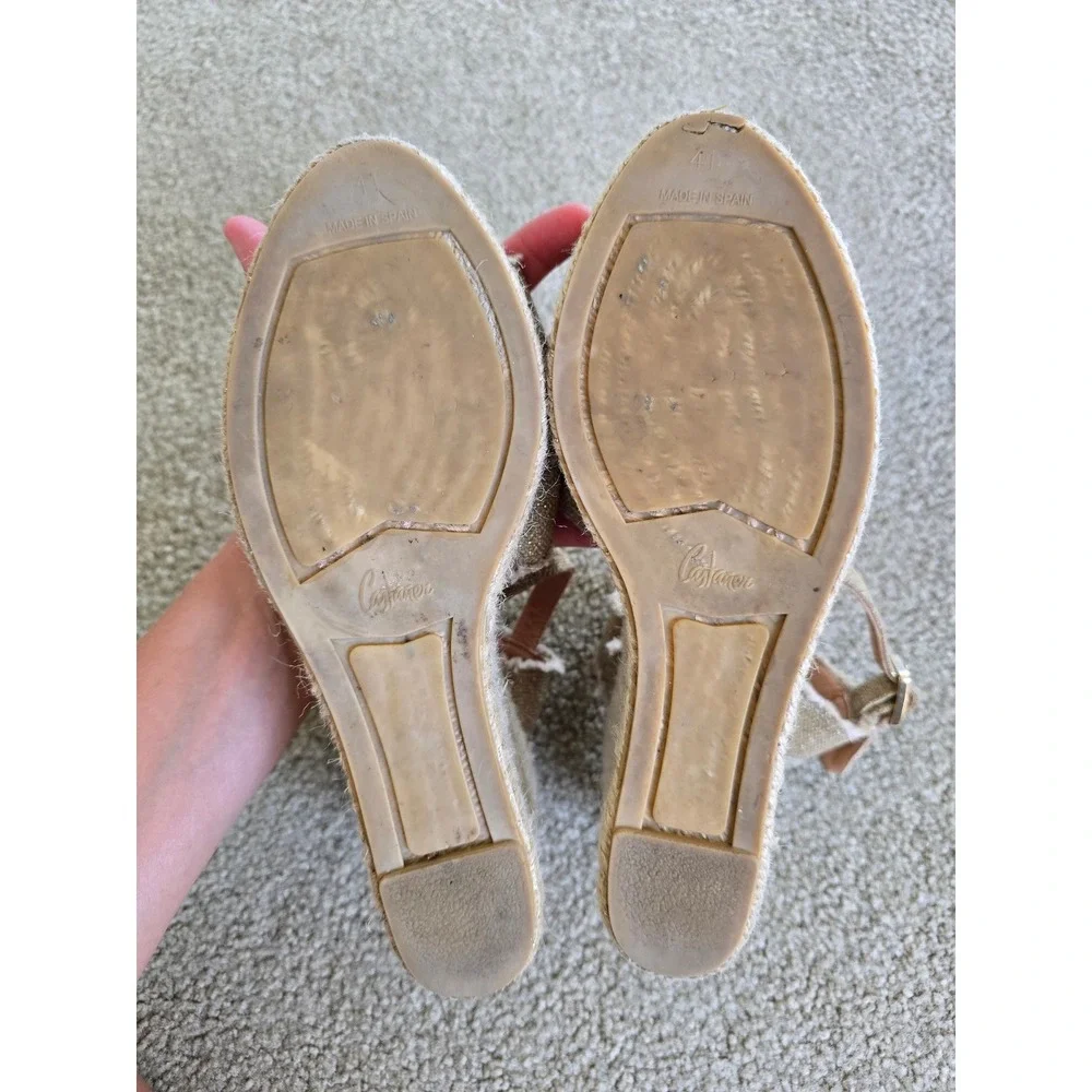 Castaner Bromelia Frrayed Canvas Wedge Espadrille Platform Sandals Size 9